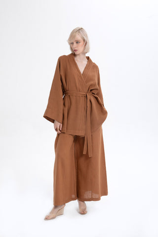Wide Leg Linen Trousers - Trousers