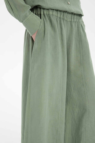 Wide Leg Linen Trousers - Trousers