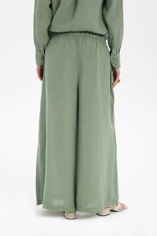 Wide Leg Linen Trousers - Trousers