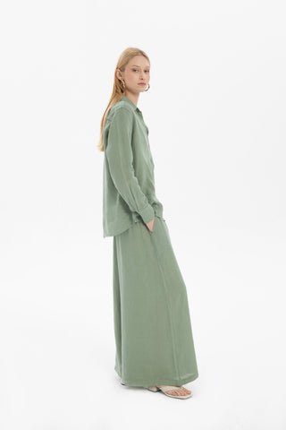 Wide Leg Linen Trousers - Trousers