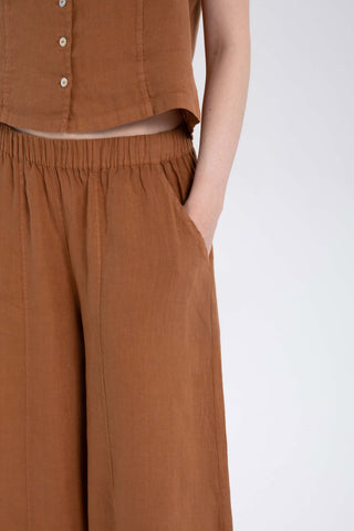 Wide Leg Linen Trousers - Trousers