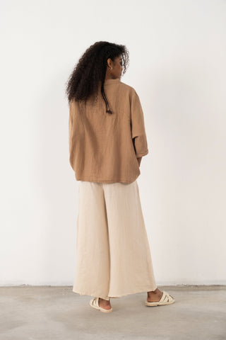 Linen V-Neck Oversize Women’s Shirt - Shirt