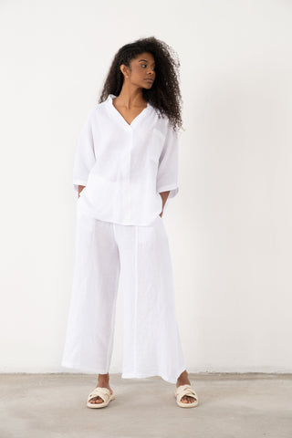 Linen V-Neck Oversize Women’s Shirt - Shirt
