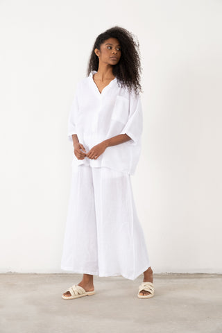 Linen V-Neck Oversize Women’s Shirt - Shirt