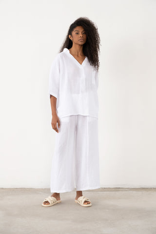 Linen V-Neck Oversize Women’s Shirt - Shirt