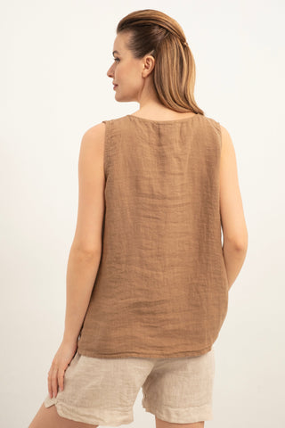 Casual Sleeveless Linen Blouse
