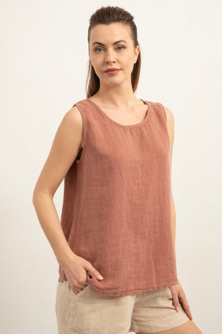 Casual Sleeveless Linen Blouse