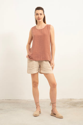 Casual Sleeveless Linen Blouse