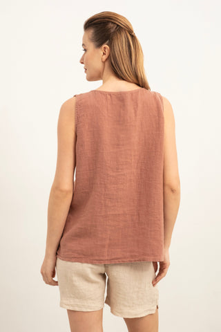 Casual Sleeveless Linen Blouse