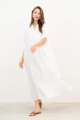 Pure Linen Kaftan Maxi Dress
