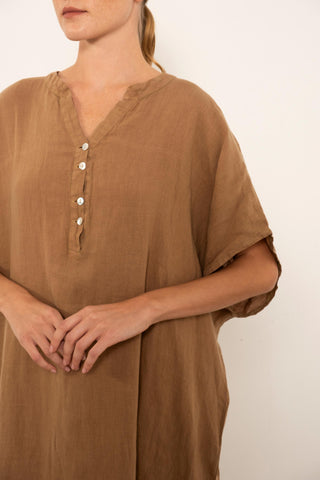 Pure Linen Kaftan Maxi Dress