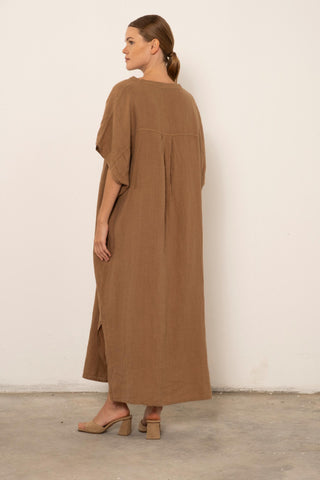 Pure Linen Kaftan Maxi Dress