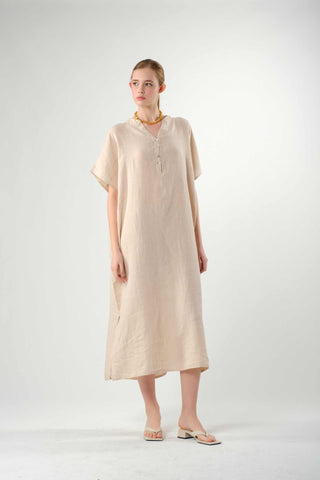 Pure Linen Kaftan Maxi Dress