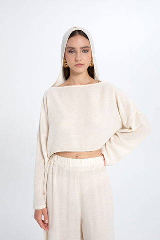 Hooded Batwing Sleeve Short Blouse