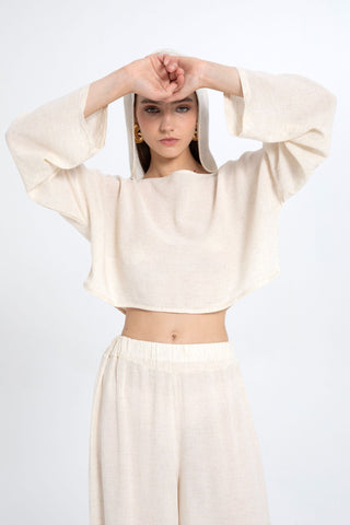 Hooded Batwing Sleeve Short Blouse