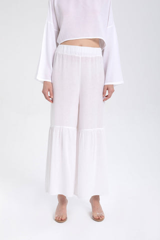 Linen Blend Trousers with Slit Legs - Trousers