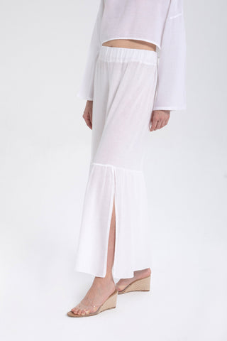 Linen Blend Trousers with Slit Legs - Trousers