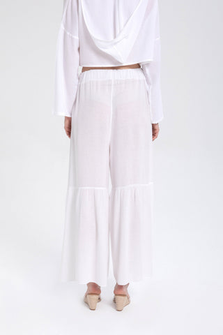 Linen Blend Trousers with Slit Legs - Trousers