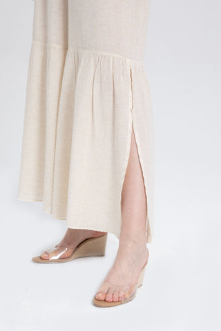 Linen Blend Trousers with Slit Legs - Trousers