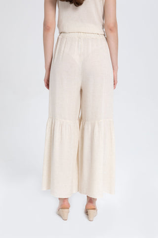 Linen Blend Trousers with Slit Legs - Trousers