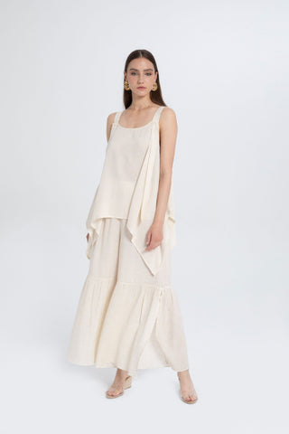 Linen Blend Trousers with Slit Legs - Trousers