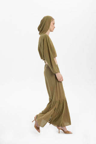 Linen Blend Trousers with Slit Legs - Trousers