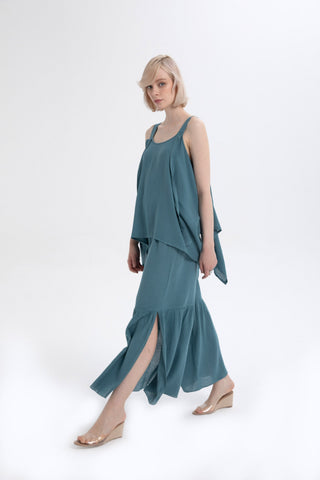 Linen Blend Trousers with Slit Legs - Trousers
