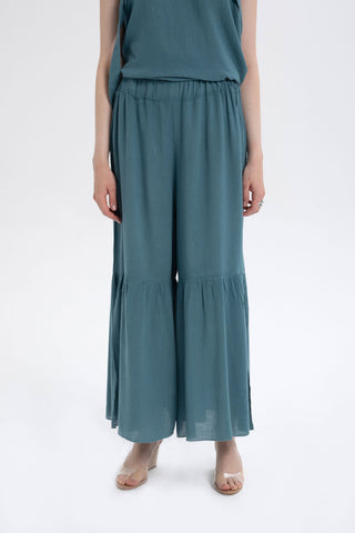 Linen Blend Trousers with Slit Legs - Trousers