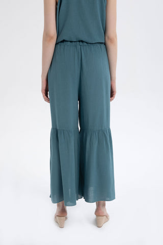 Linen Blend Trousers with Slit Legs - Trousers