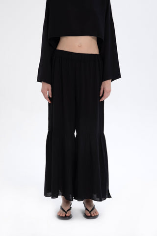 Linen Blend Trousers with Slit Legs - Trousers