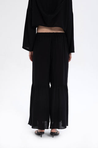 Linen Blend Trousers with Slit Legs - Trousers