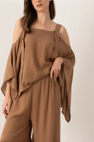Linen Blend Trousers with Slit Legs