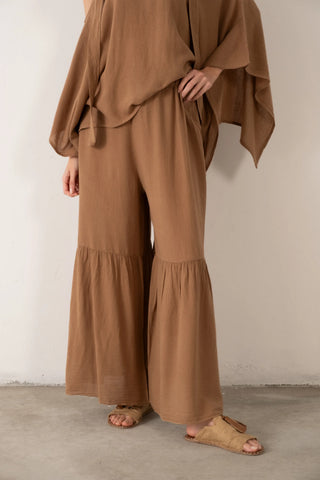 Linen Blend Trousers with Slit Legs