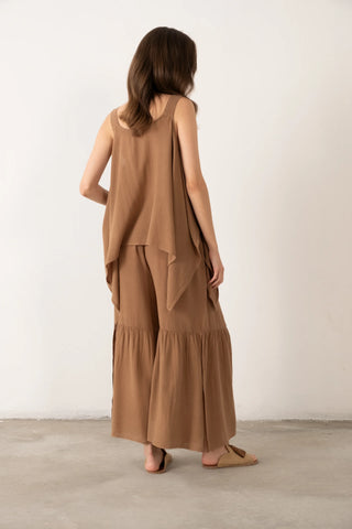 Linen Blend Trousers with Slit Legs