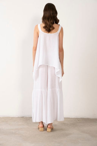 Linen Blend Thick Strappy Casual Blouse