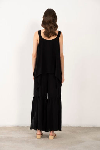 Linen Blend Thick Strappy Casual Blouse