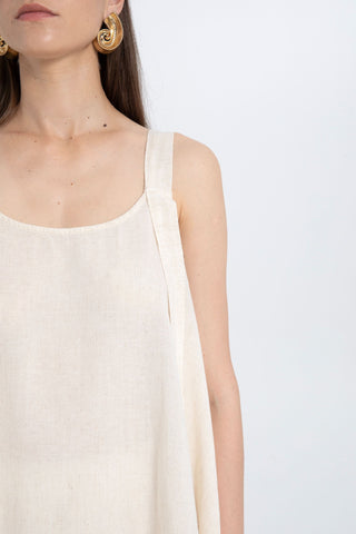 Linen Blend Thick Strappy Casual Blouse