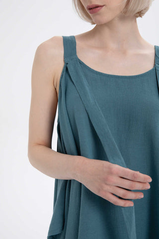 Linen Blend Thick Strappy Casual Blouse