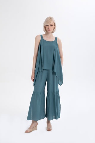 Linen Blend Thick Strappy Casual Blouse