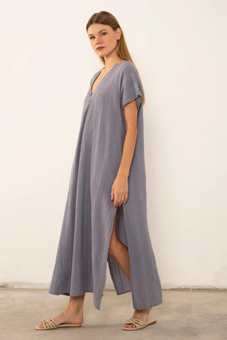 Patterned Woven Maxi Kaftan Dress