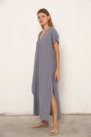 Patterned Woven Maxi Kaftan Dress