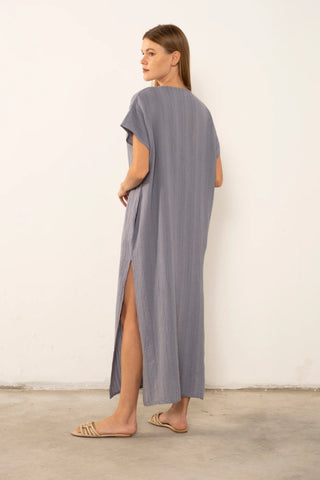 Patterned Woven Maxi Kaftan Dress