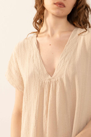 Patterned Woven Maxi Kaftan Dress - Dress