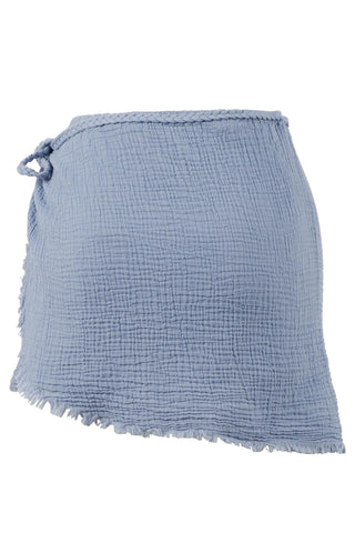 Asymmetrical Cut Muslin Short Skirt - Short