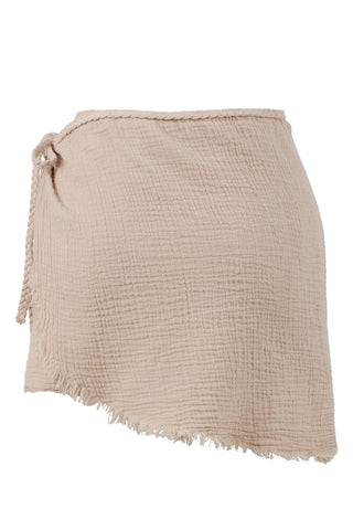 Asymmetrical Cut Muslin Short Skirt - Short