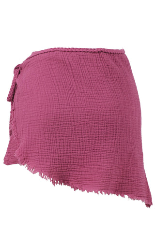 Asymmetrical Cut Muslin Short Skirt - Short
