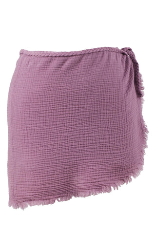 Asymmetrical Cut Muslin Short Skirt - Purple / Standard - Short