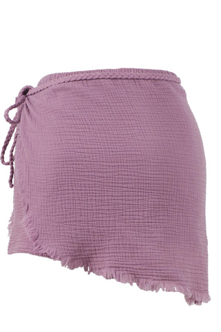 Asymmetrical Cut Muslin Short Skirt - Short