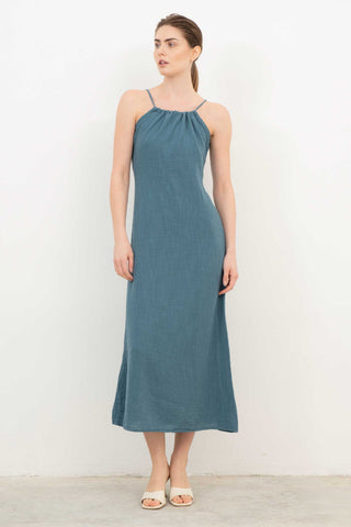 Long Dress with Rope Straps and Low-Cut Back - Petrol / S/M - Dress