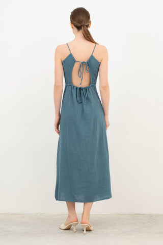 Long Dress with Rope Straps and Low-Cut Back - Dress